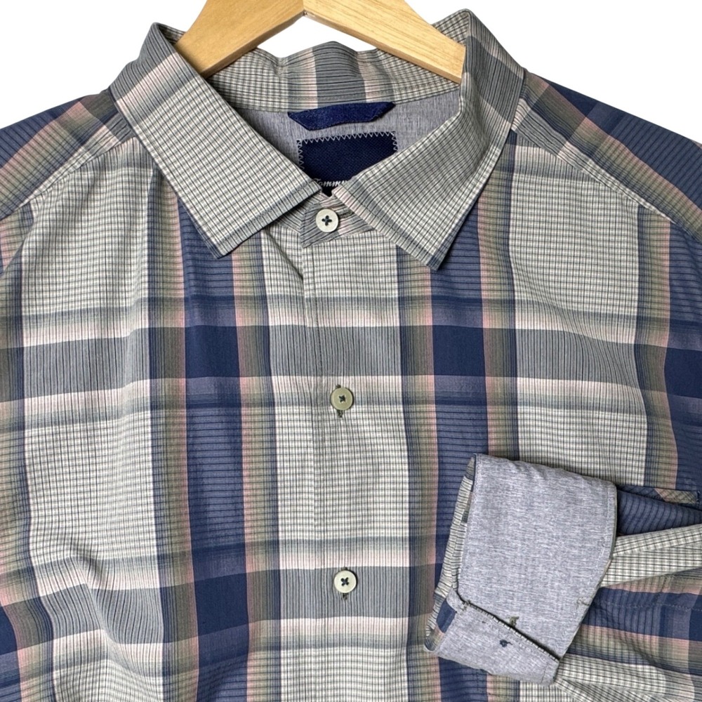 Tommy Bahama Mens XL Plaid Long Sleeve Button Front Shirt Silk Blend Coastal